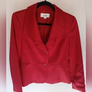 Le Suit Women's Red Blazer with Button Detail